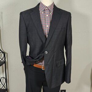 Tiglio Luxe Porto Men's Sport Coat Blazer Charcoal Black Wool Size‎ 44L Slim Fit